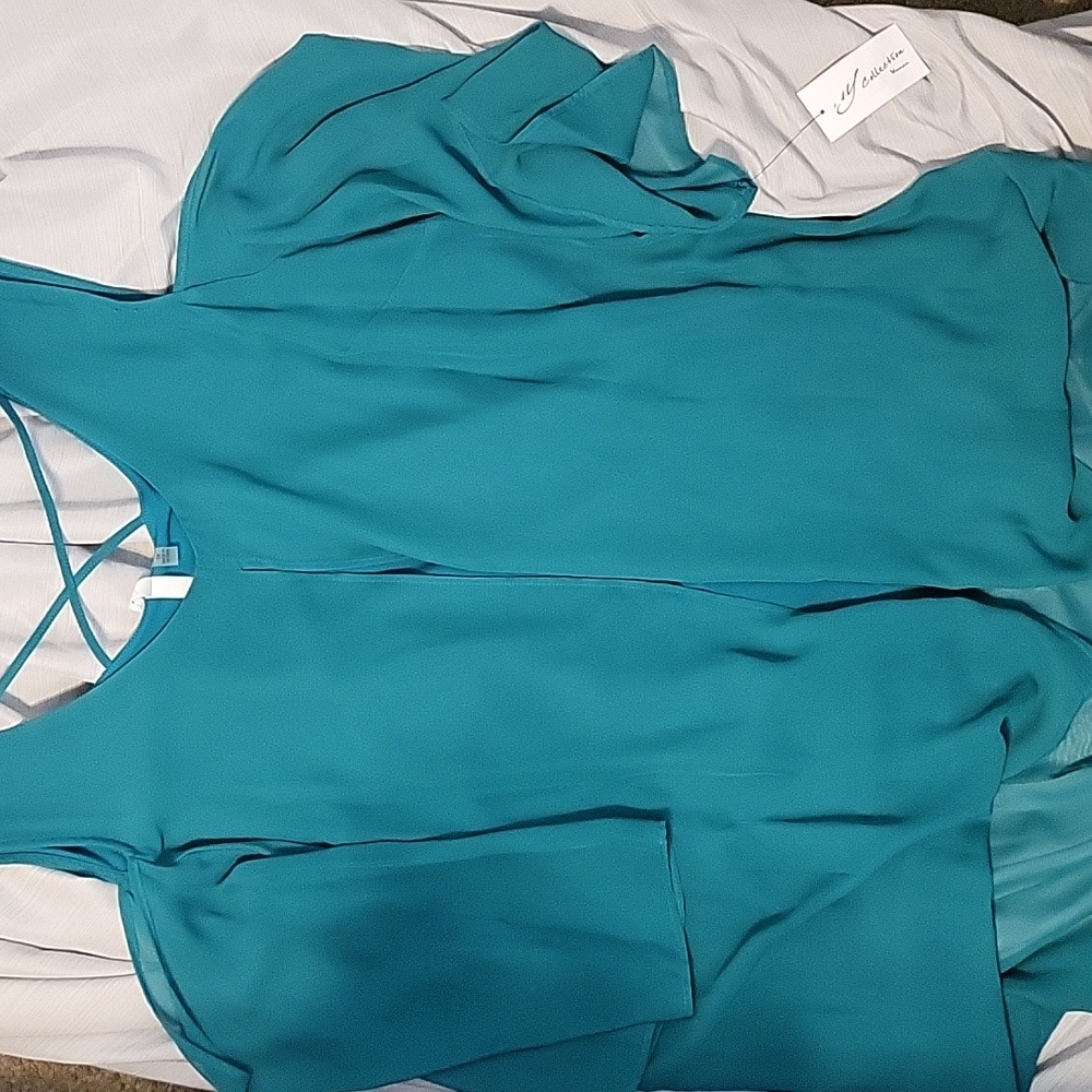 Green, Dress Top, 2X, NY Collection for Women